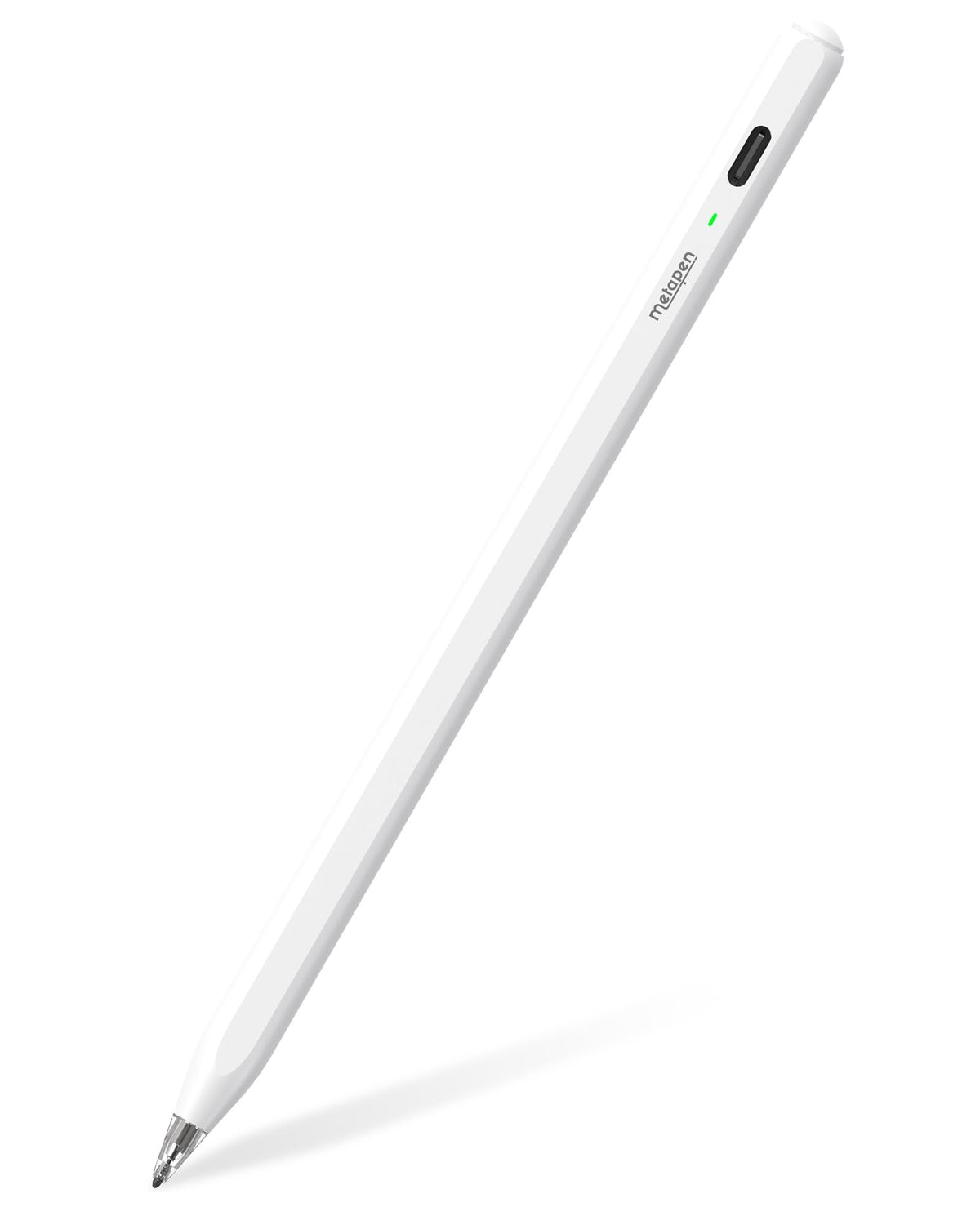 White Metapen Air 8 Pro stylus, angled with the tip facing down-left.